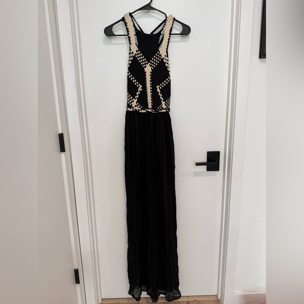 Black & White Woven Maxi Dress
